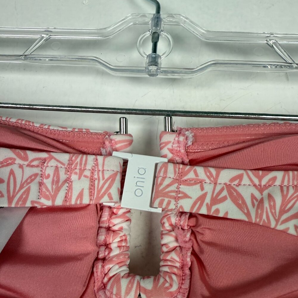 NWOT Onia Genevieve Bikini Top Rosette White Micro Leaves Pink Size Small S NEW - Picture 9 of 11
